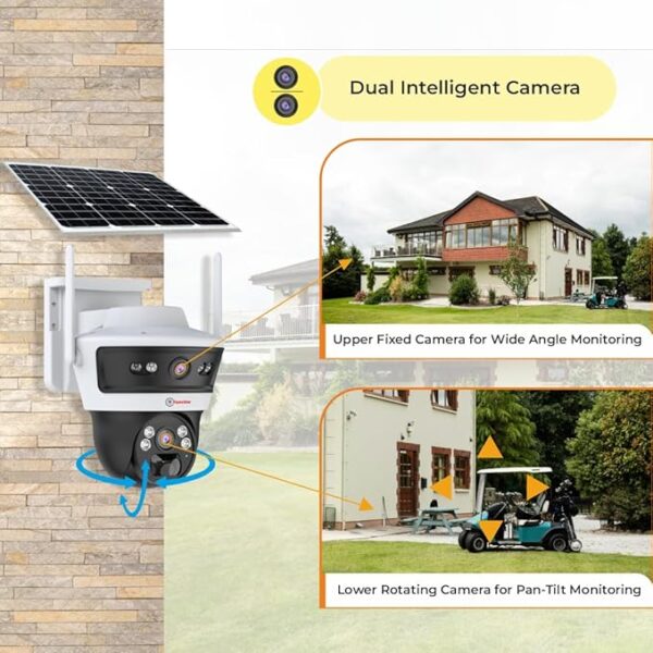 Trueview 3+3Mp 4G Mini Pt Solar Powered Linkage Security Camera, 1296p Ethernet Advanced Cctv Surveillance Solution, Outdoor Camera, Water Proof, 2 Way Talk - Image 4