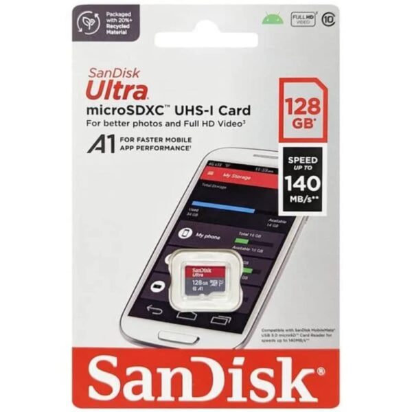 SanDisk Ultra 128GB microSDXC UHS-I, 140MB/s R, Memory Card, 10 Y Warranty, for Smartphones - Image 3